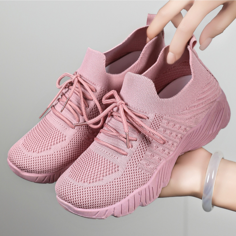 Mesh Trainer Breathable - Women Solid Flying Weave Sneakers Breathable