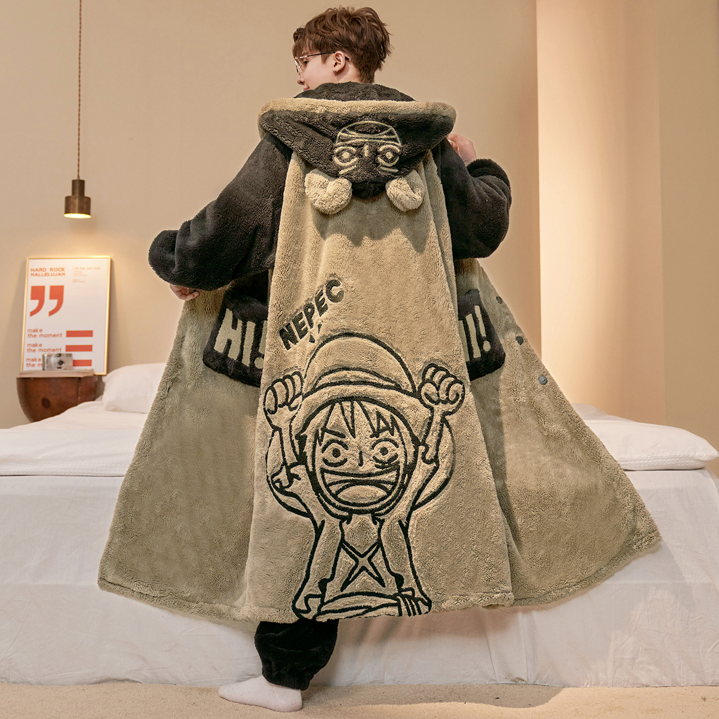 Men Shoes Models - One Piece Luffy Bathrobe Anime Winter