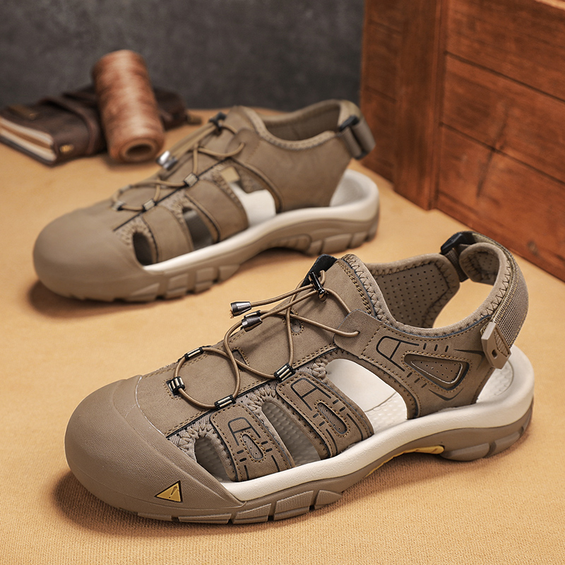 Men's Handmade Simple Sandals, - Men Shoes Velcro บทวิจารณ์และราคา