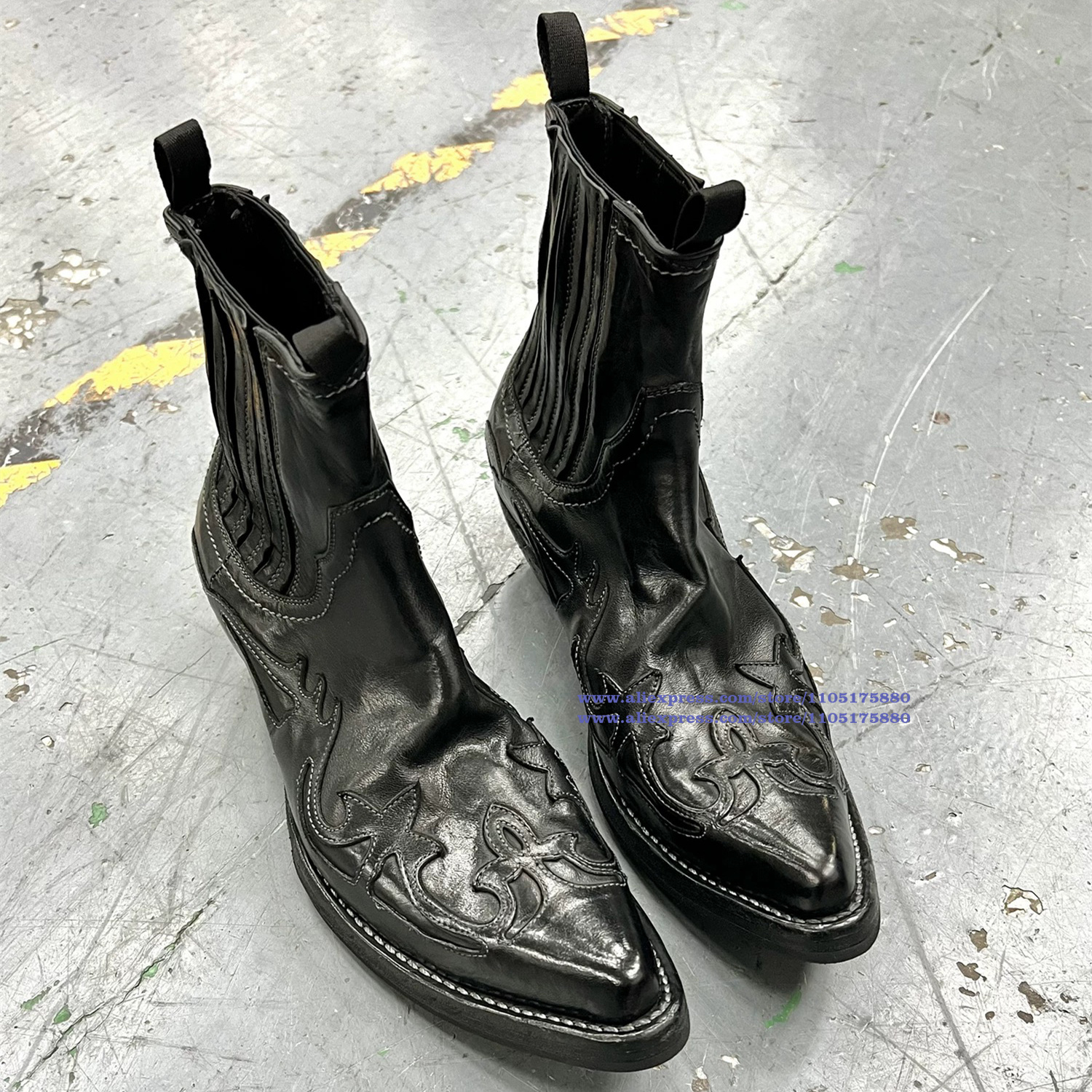 Embroidered Chelsea Boots Blac - Men Shoes Classic บทวิจารณ์และราคา