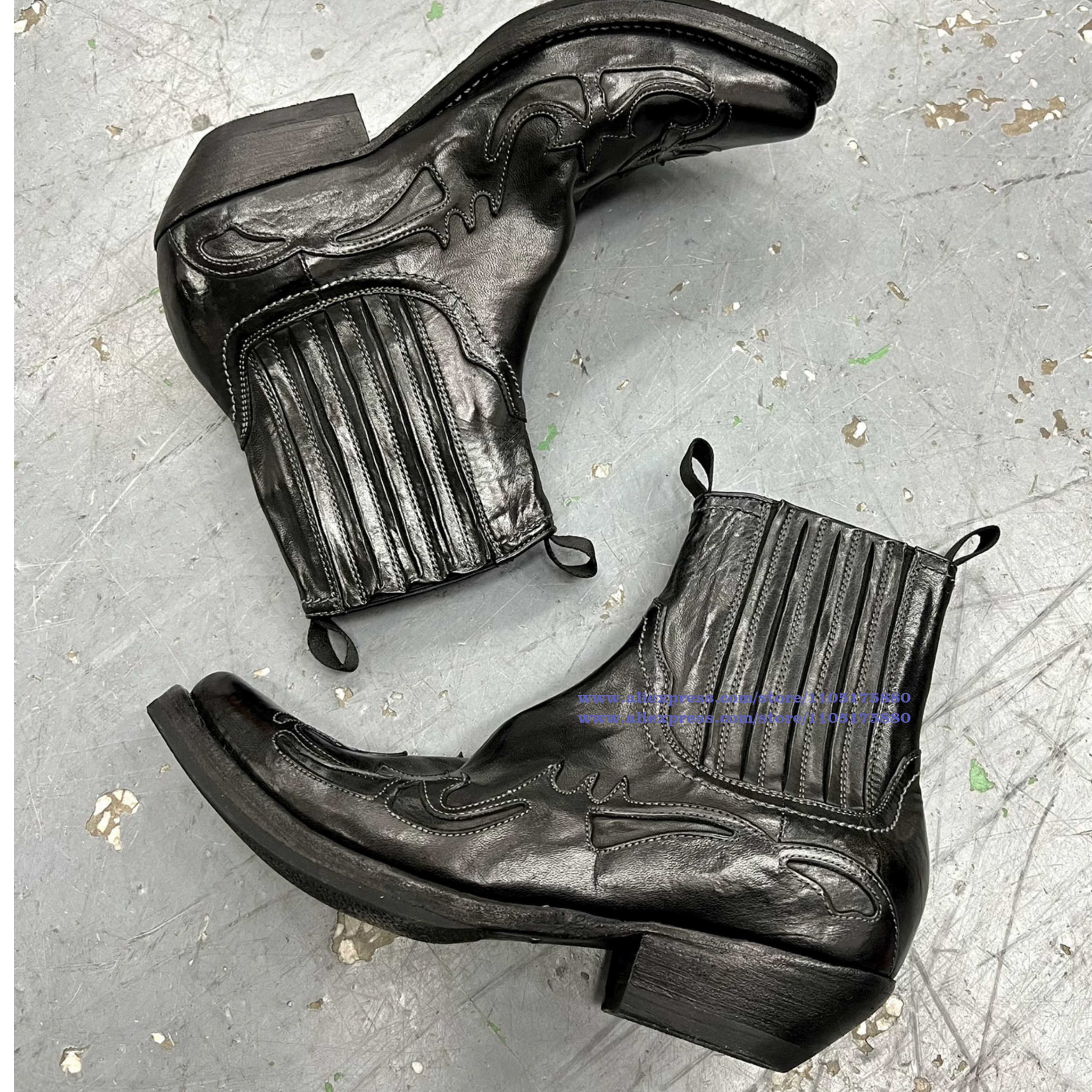 Embroidered Chelsea Boots Blac - Men Shoes Classic บทวิจารณ์และราคา