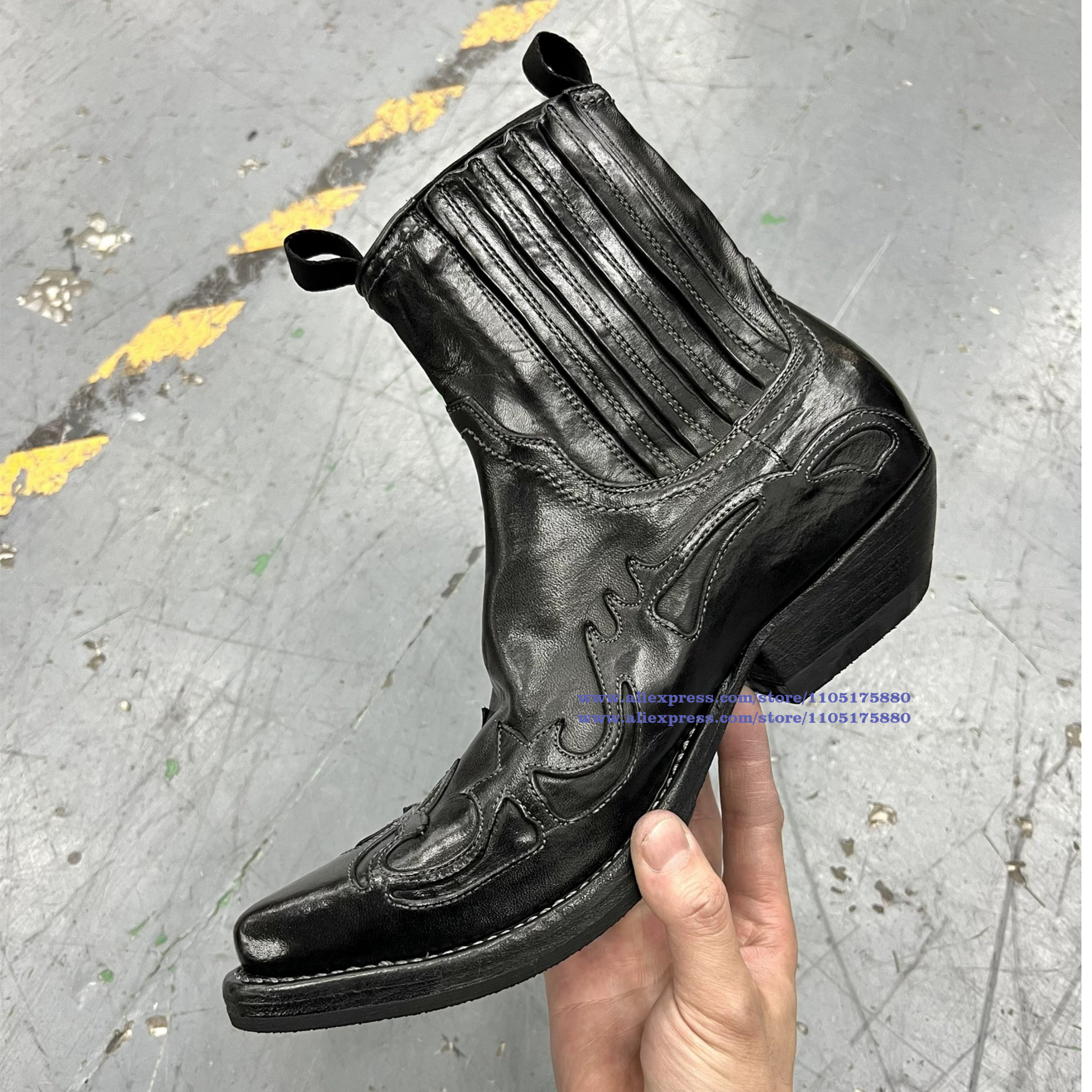 Embroidered Chelsea Boots Blac - Men Shoes Classic บทวิจารณ์และราคา