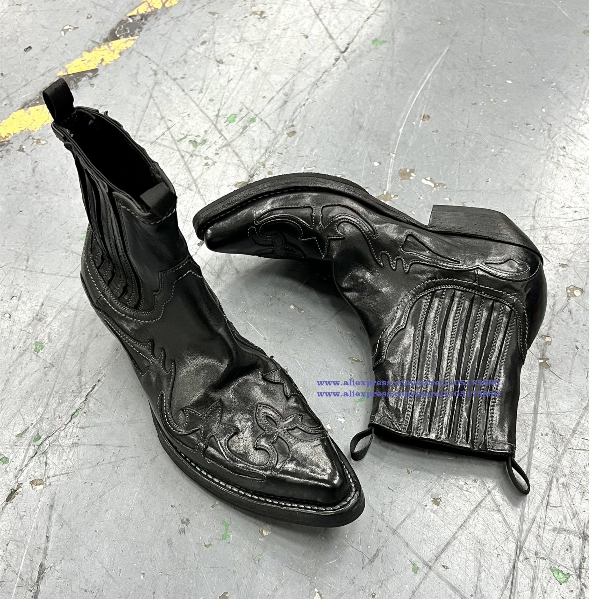 Embroidered Chelsea Boots Blac - Men Shoes Classic บทวิจารณ์และราคา