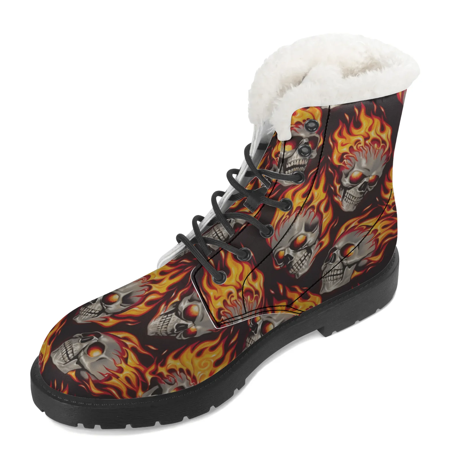 Fire Skull Patterns Snow Boots - Men Shoes Eu To Us Size บทวิจารณ์และราคา
