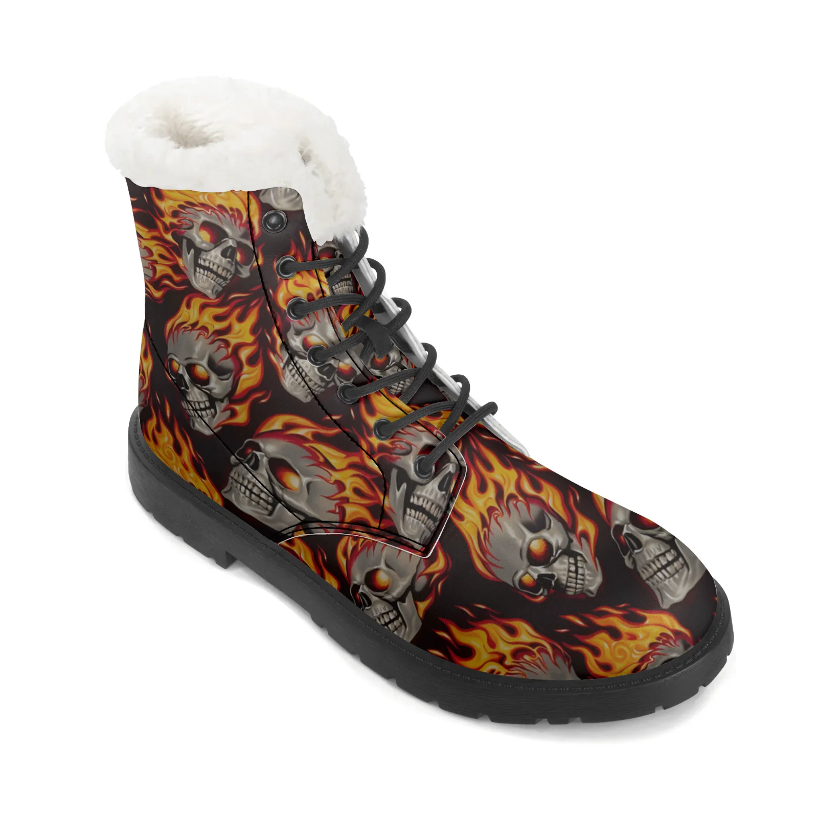 Fire Skull Patterns Snow Boots - Men Shoes Eu To Us Size บทวิจารณ์และราคา
