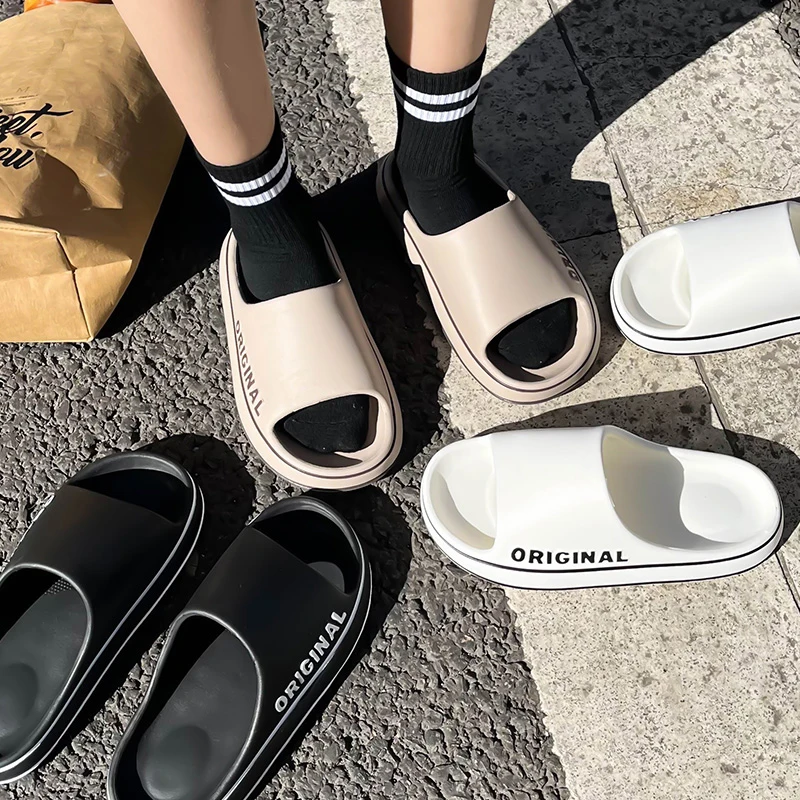 Summer Couple Slides Solid Col - Men Shoes Style บทวิจารณ์และราคา
