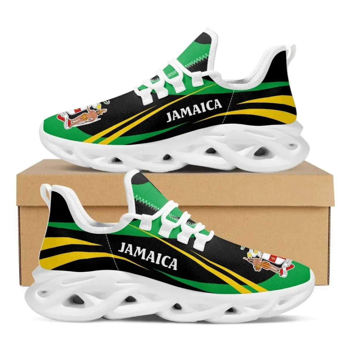 Jamaica Flag Print Shoes Men S - Mesh Trainer Breathable บทวิจารณ์และราคา