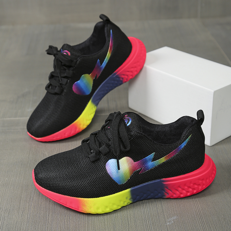 Women Rainbow Sole Light Sneak - Mesh Trainer Breathable บทวิจารณ์และราคา