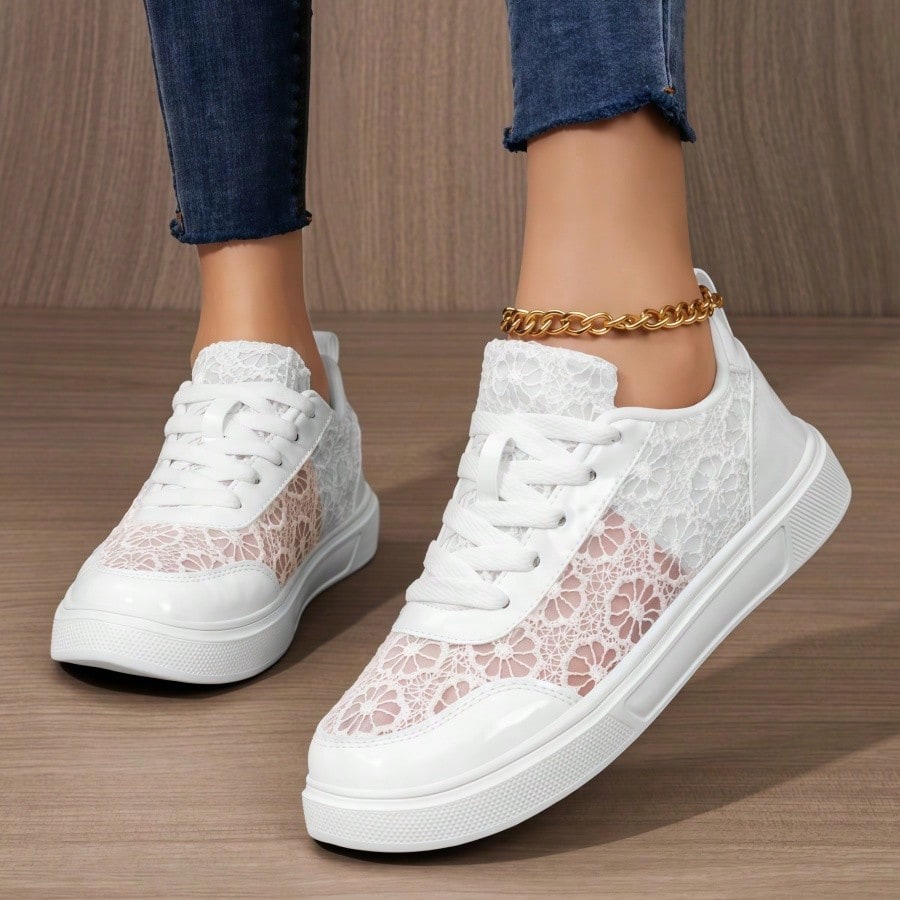 Women's White & Black Mesh Sne - Mesh Trainer Breathable บทวิจารณ์และราคา