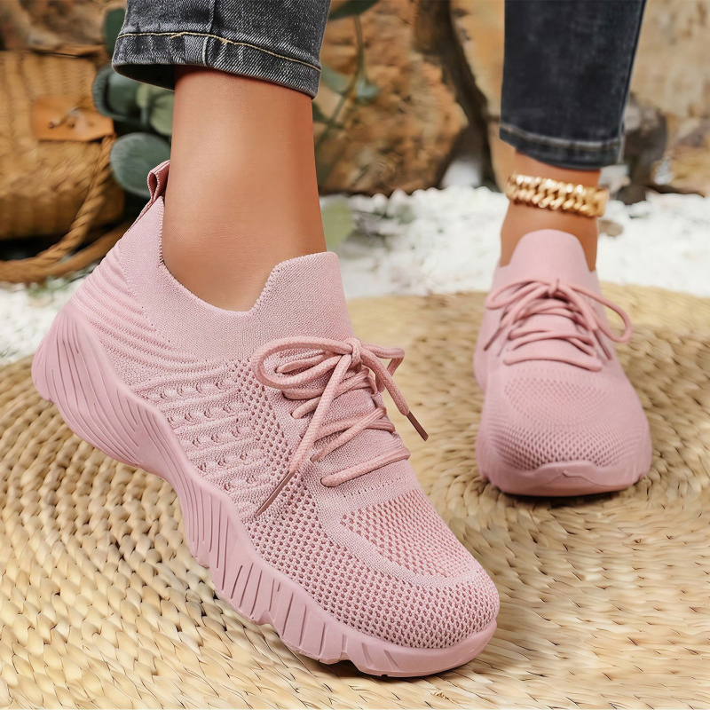 Women Solid Flying Weave Sneak - Mesh Trainer Breathable บทวิจารณ์และราคา