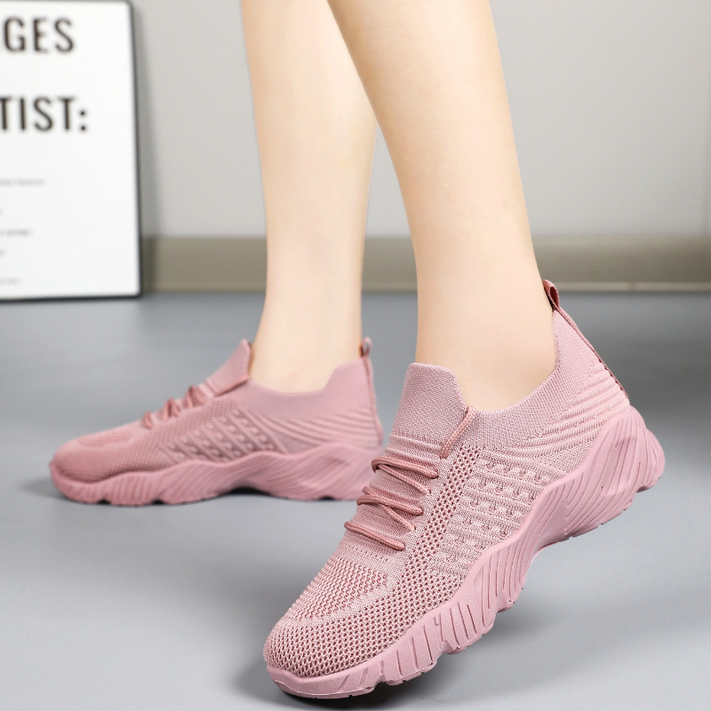 Women Solid Flying Weave Sneak - Mesh Trainer Breathable บทวิจารณ์และราคา