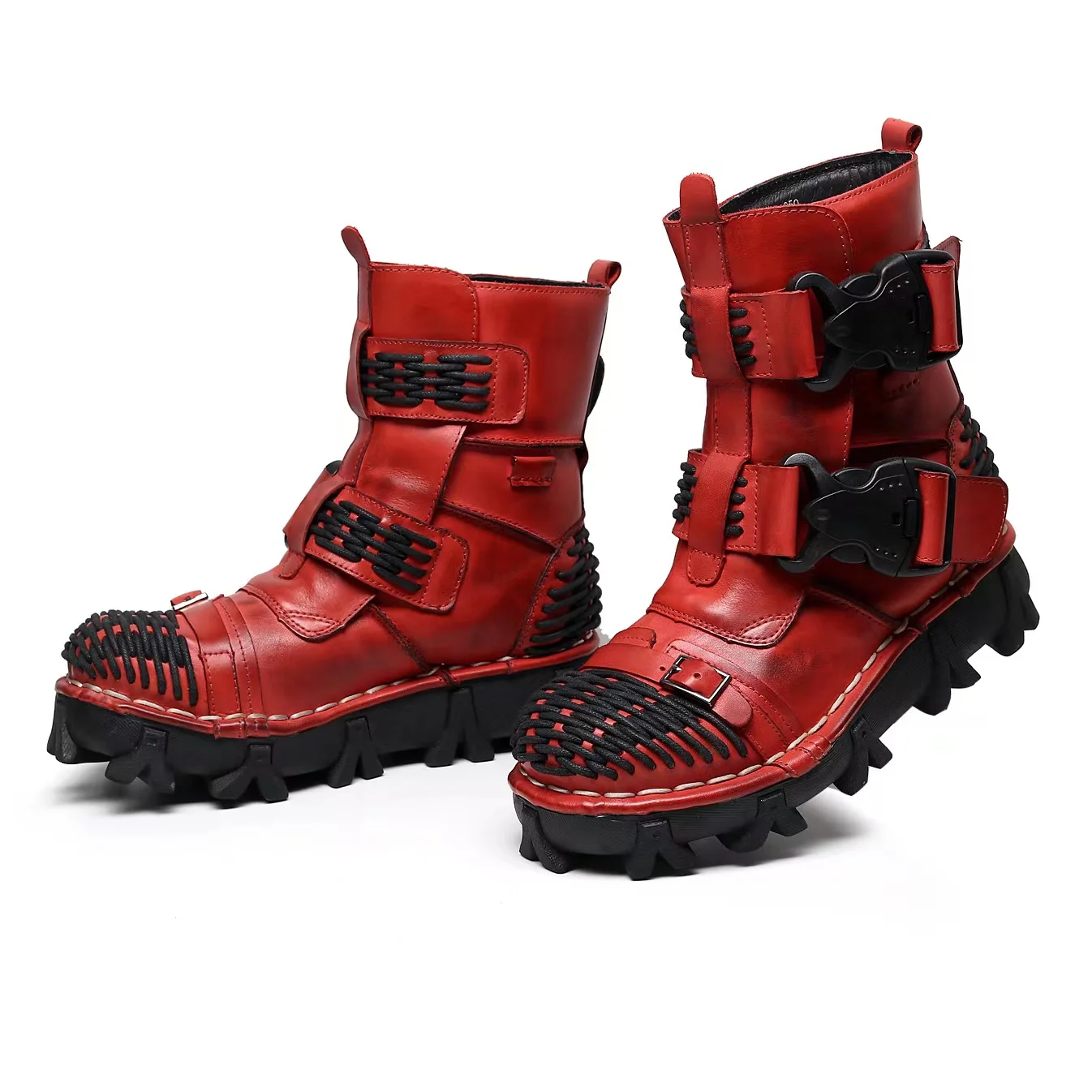 Men's Genuine Leather Motorcyc - Men Shoes Red บทวิจารณ์และราคา