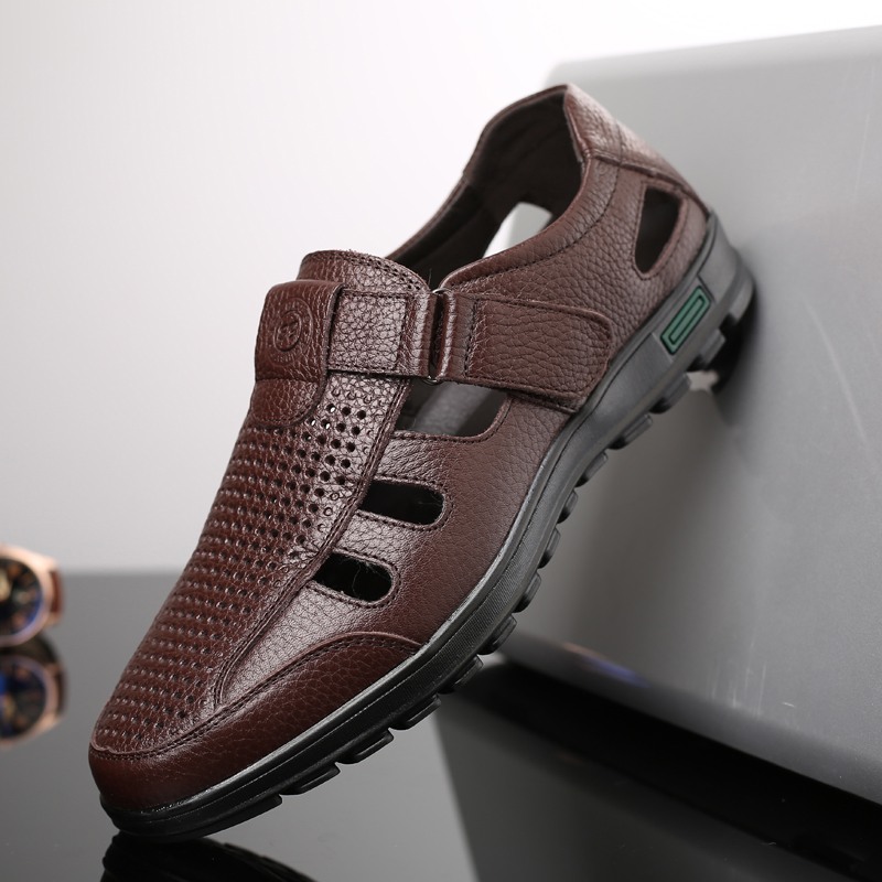 Men's Genuine Leather Sandals  - Men Shoes Eu To Us Size บทวิจารณ์และราคา