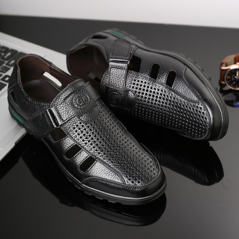 Men's Genuine Leather Sandals  - Men Shoes Eu To Us Size บทวิจารณ์และราคา
