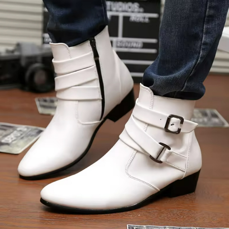 Luxury Men Boots Leather Chels - Men Shoes White Colour บทวิจารณ์และราคา