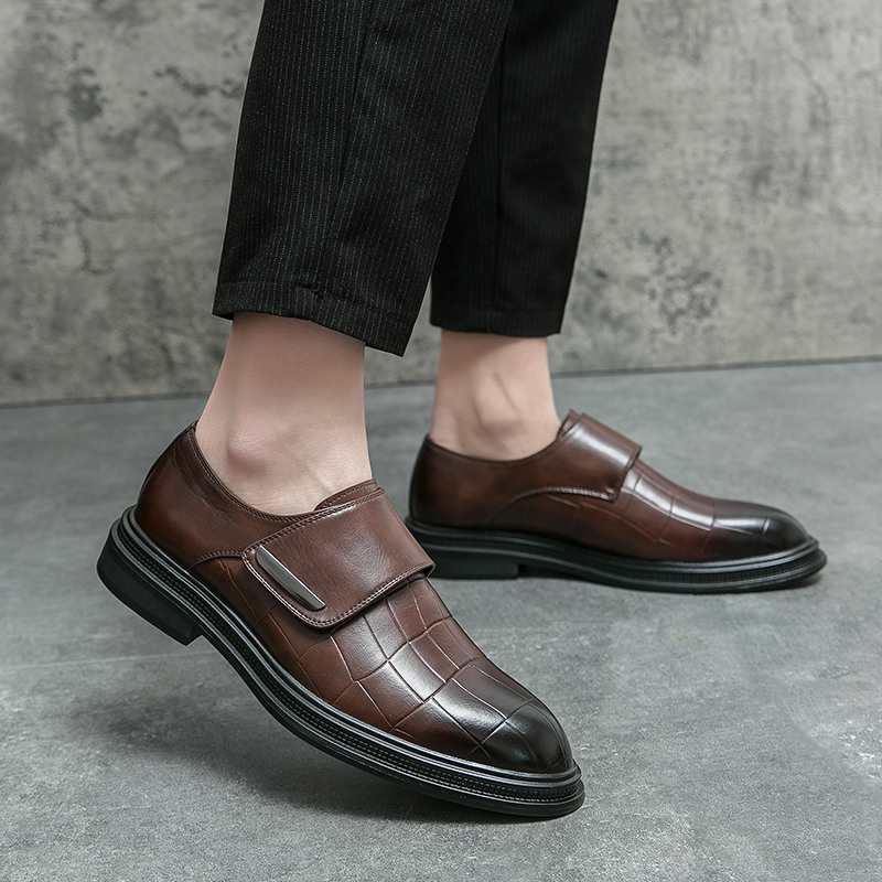 Men Business Dress Leather Sho - Men Shoes Velcro บทวิจารณ์และราคา