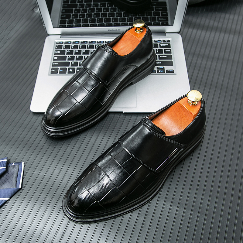 Men Business Dress Leather Sho - Men Shoes Velcro บทวิจารณ์และราคา