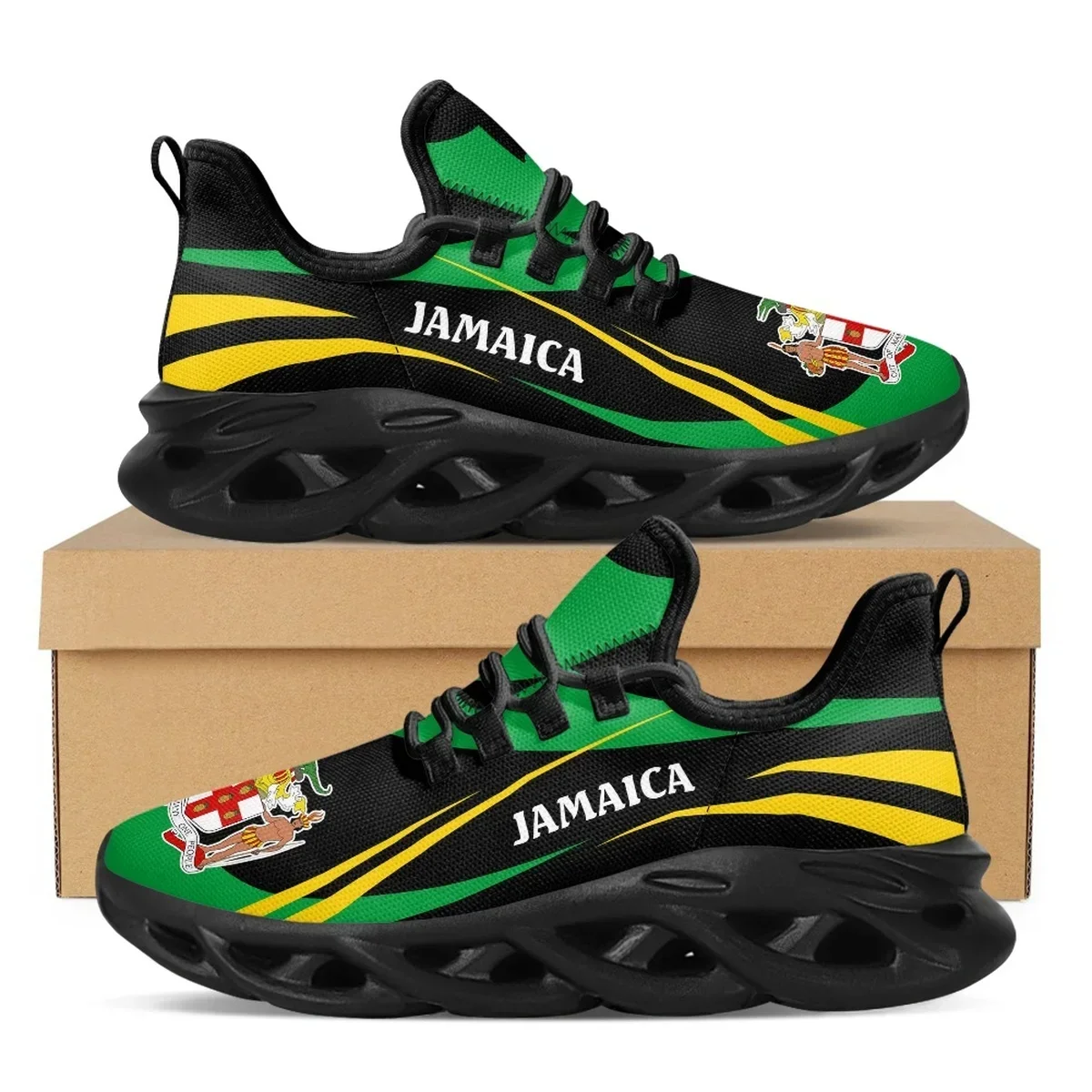 Jamaica Flag Print Shoes Men S - Mesh Trainer Breathable บทวิจารณ์และราคา