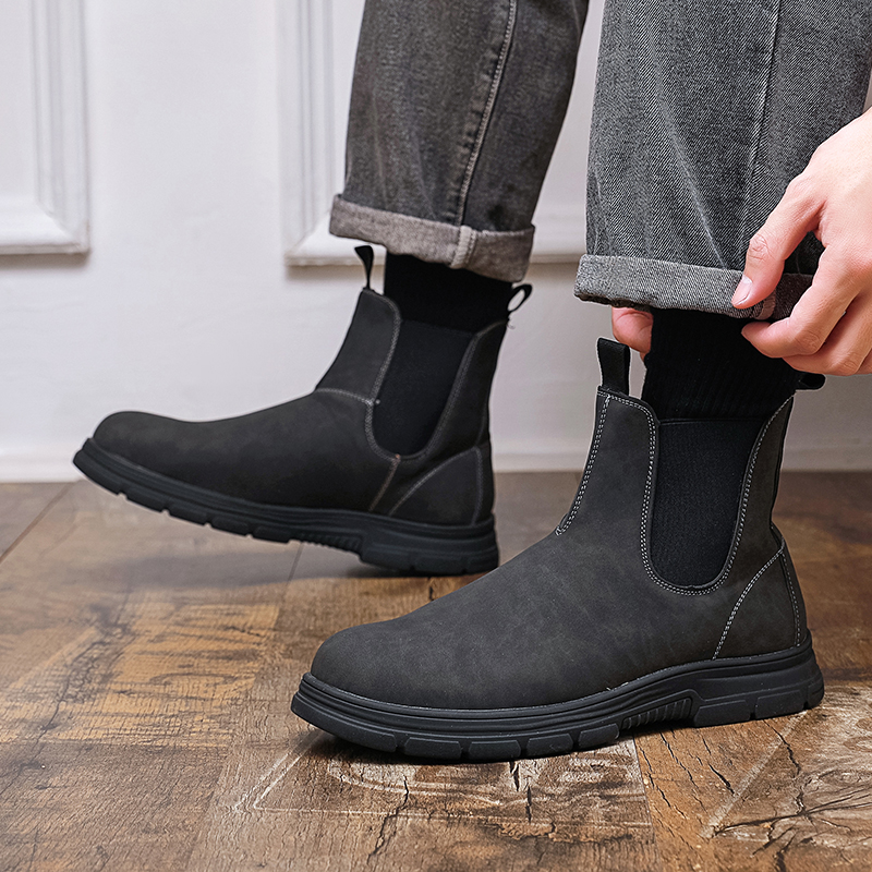 Men High Top Boots Thick Sole  - Men Shoes Classic บทวิจารณ์และราคา