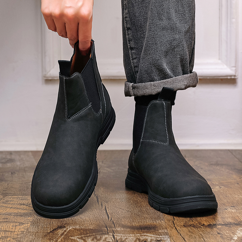 Men High Top Boots Thick Sole  - Men Shoes Classic บทวิจารณ์และราคา