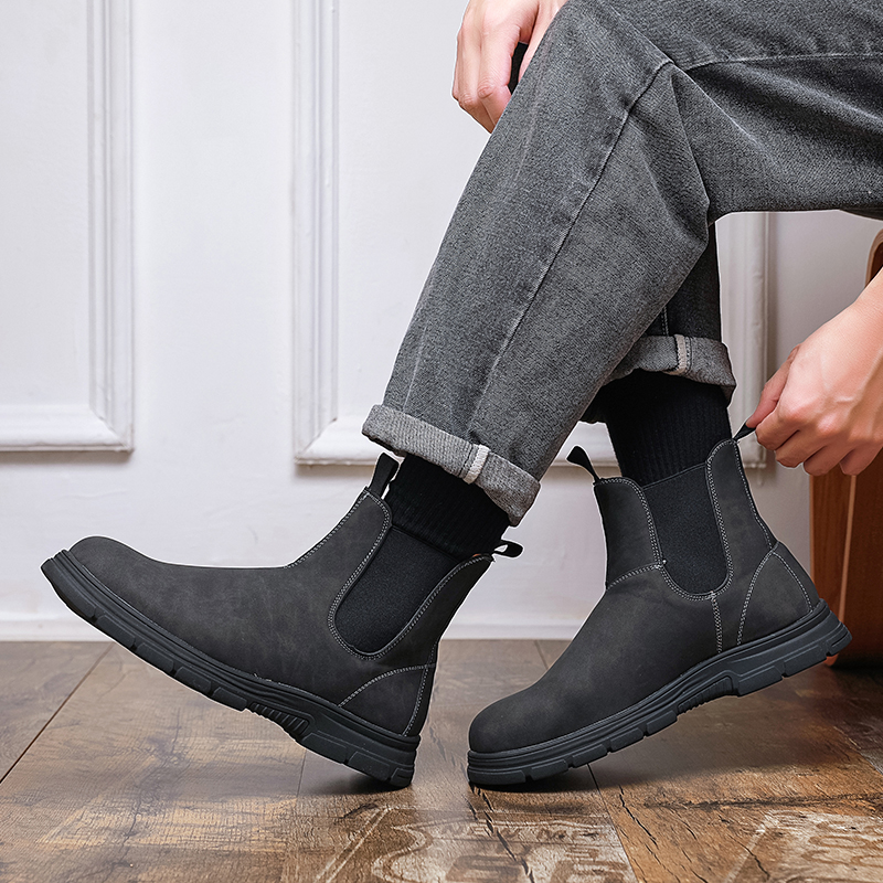 Men High Top Boots Thick Sole  - Men Shoes Classic บทวิจารณ์และราคา