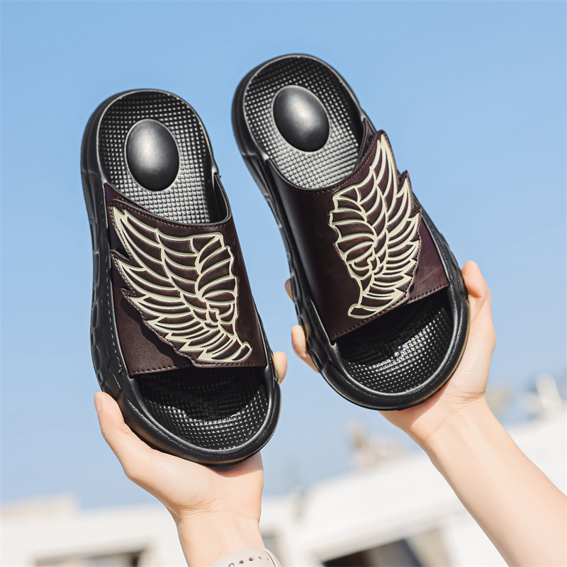 Mens Slide Slippers Adjustable - Men Shoes Velcro บทวิจารณ์และราคา